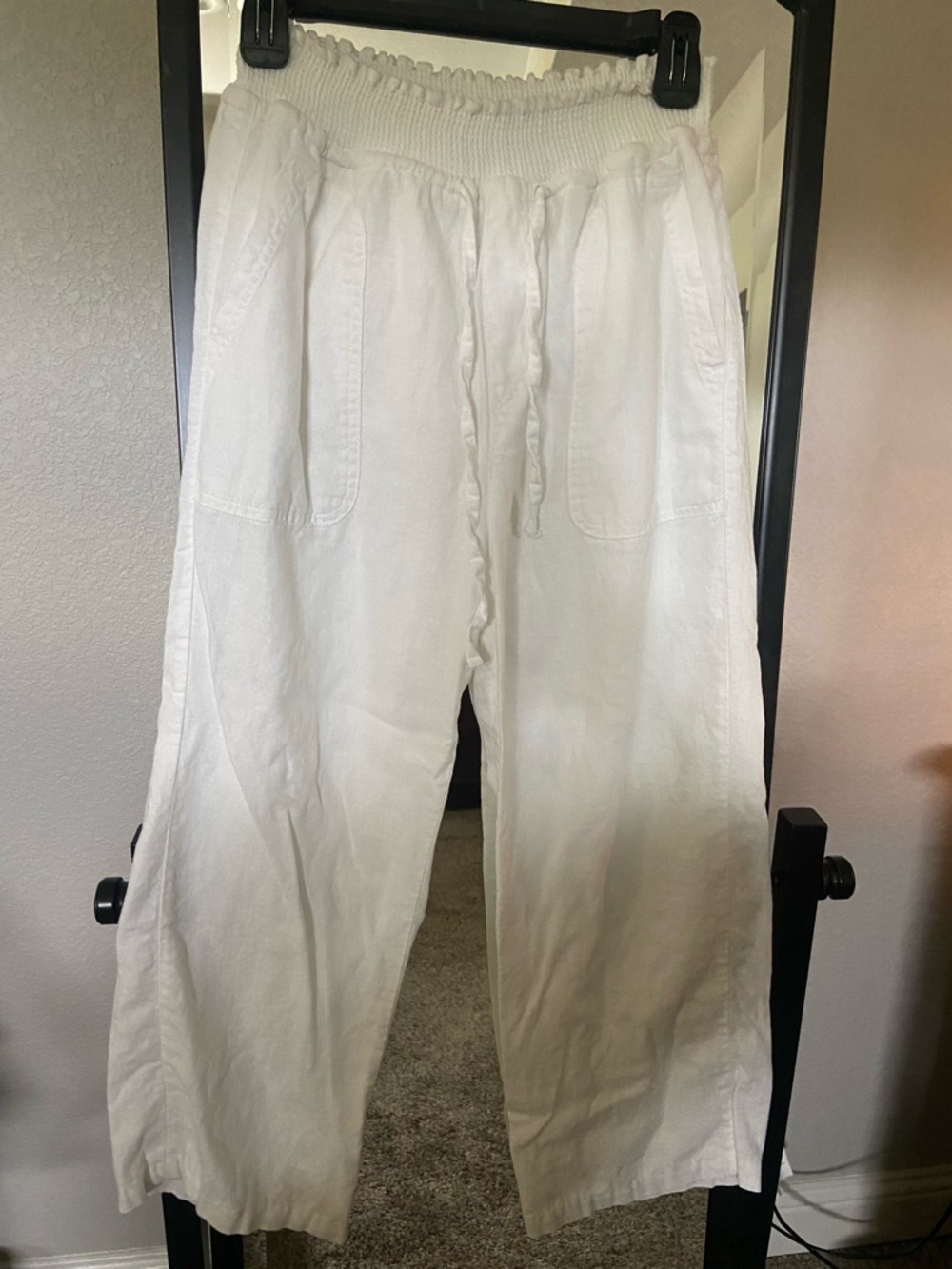 Love Tree White Wide Leg Drawstring Pants